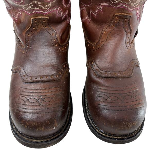 Justin Gypsy Western Work Boots Women size 8B Steel Toe Brown Leather Cowgirl - Picture 3 of 12